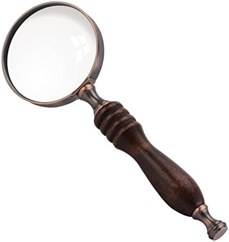 10X Vintage Handheld Magnifier Reading Sandalwood Handle Loupe Magnifying Glass Lens for Seniors, Maps, Read newspaper,Jewellery and Inspection