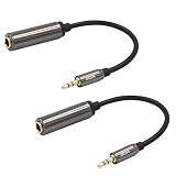 VCE 2-Pack Gold Plated 3.5mm 1/8 inch Male to 6.35mm 1/4 inch Female Audio Jack Adapter-8inch