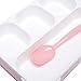 Donxote Lunch Bento Box Leak-Proof Sealing Food Container - 4 Compartments With a Spoon - BPA-free Microwave-Safe Boxes (Pink)