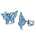 Buyless Fashion Girls Butterfly Stud Earrings Crystal Stainless Steel In Gift Box