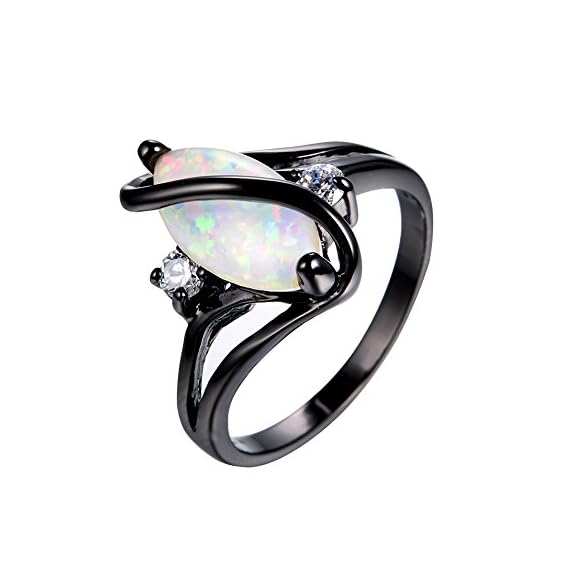 Bamos-Jewelry-White-Opal-Black-Gold-Engagement-Wedding-Best-Friend-Rings-for-Womens-Size-7