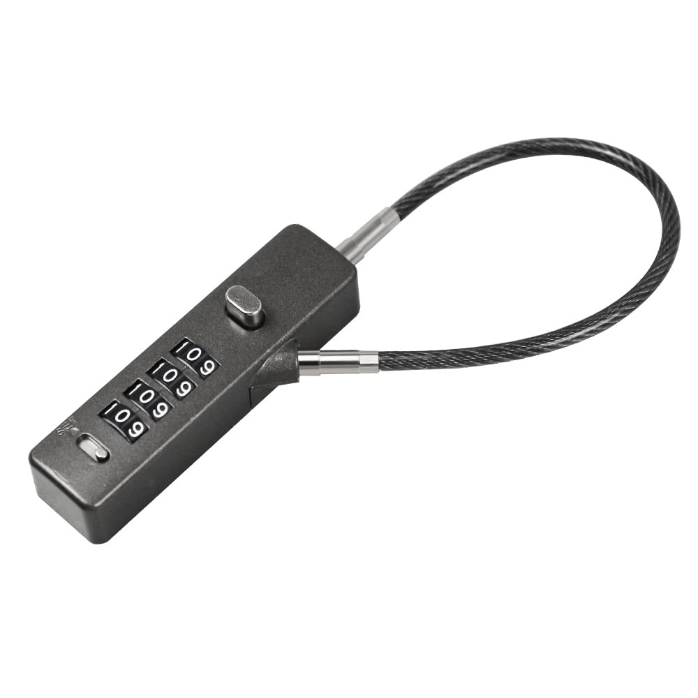 RESET-028 Combination Cable Lock - Versatile 12"/24"/48" Sizes, 4-Digit Resettable Code, Sturdy Steel Rope for Bikes, Lockers, Cabinets, Wardrobes, Small Fences - Durable Security Gunmetal