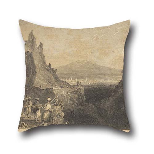 Throw Pillow Case Of Oil Painting William Henry Barrett - Approach To Antioch From Aleppo. 18 X 18 Inch / 45 By 45 Cm,best Fit For Lounge,shop,pub,deck Chair,boy Friend,monther Twin Sides