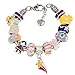 Timeline Treasures European Charm Bracelet with Charms for Girls, Stainless Steel Snake Chain, Nursery Rhyme, Purple 6.5 Inch (16.5cm)
