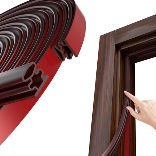 Lazybr Weather Stripping 0.39in D-Shaped Rubber Seal Strip for Doors Windows 20 Ft Self-Adhesive Door Soundproof Weatherstripping for Door Frame Window Insulation Gap Blocker Brown
