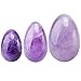 rockcloud Amethyst Set of 3 Drilled Yoni Eggs with String, Massage Stones for Women to Train Pelvic Muscles Kegel Exercise