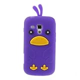 JUJEO Adorable 3D Duck Silicone Back Case for Samsung Galaxy S Duos S7562 S7560 S7560M - Non-Retail Packaging - Purple
