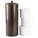 MetroDecor mdesign Bowl Brush, Plunger, Toilet Paper Holder, Round Wastebasket Trash Can, Bronze, Set of 4
