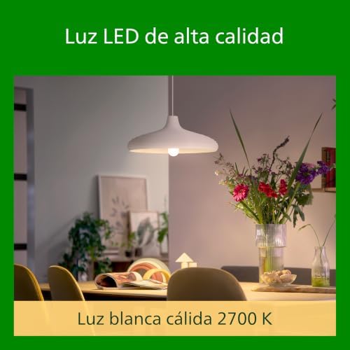 Bombilla LED Mate Philips Eficiente, Casquillo E27 4W, 840 Lúmens, Luz Blanca Cálida 2700k, Clase Energetica A