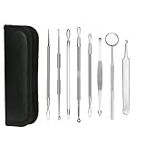 Mikobox Premium 8-in-1 Professional Blackhead Acne Remover Tool Kit Stainless Steel Extractor with Small Mirror MB-13