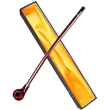 Hysagtek Long Churchwarden Tobacco Pipe Wooden Long Stem Smoking Pipe with Gift Box, Pattern Random
