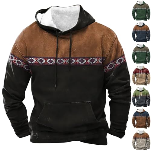 Hoodies for Men UK Mens Hoodies Warm Sweatshirt Men Pullover Hoodie Men's Casual Fashionable Loose and Trendy Printed Long Sleeved Sweatshirt Plus Velvet Thickened Mens Hoodie