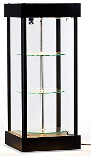 Displays2go CTRRVBLKB Spinning Glass Display Case with Halogen Top Lights - Thumbnail 5