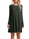 Kissky Women's Casual Plain Long Sleeve Simple Tshirt Loose Dress