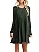 Kissky Women's Casual Plain Long Sleeve Simple Tshirt Loose Dress