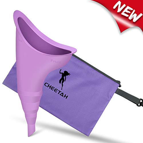 Cheetah Female Urination Device - Pee Standing Up - Reusable Portable Urinal for Women - Lightweight Design for Outdoor Activities - with Discreet Carry Bag-Purple