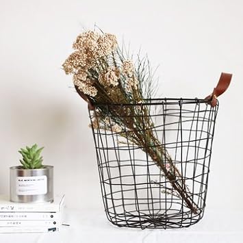 Generic Black Metal Wire Backet Paper Bin Kitchen Bedroom Bathroom