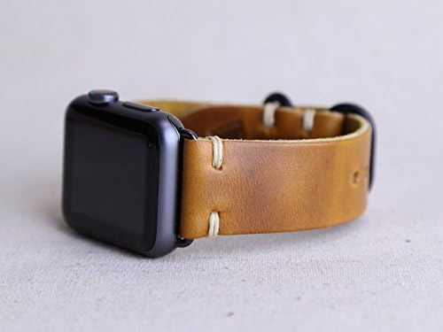 Leather Apple Watch Band, Horween Butterscotch Chromexcel for 42mm and 38mm Apple Watches Custom Made to Order
