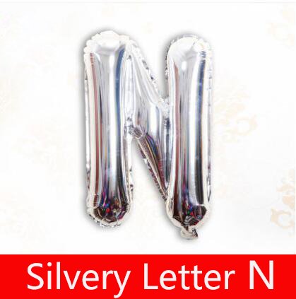 Zeato Single Alphabet Letter N Air Inflation Aluminum Foil Film Balloon [Non-Floatable] Celebration Party Multiple Occasions Home Decoration Supplies (Silvery,16 inch)