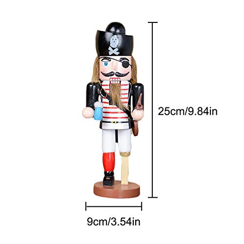 Collectible Wooden Christmas Nutcracker,25CM Puppet Decorative Ornaments Pirate Captain Naval Nutcracker Puppet Soldier Nutcracker Festive Holiday Decor - Thumbnail 5