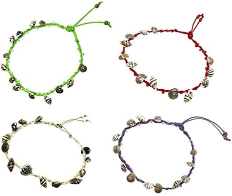 Bijoux De Ja BDJ Handmade Tiny Shells Cotton Cord Anklet Bracelet Free Size