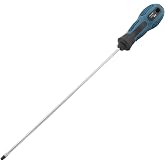 Slotted Magnetic Screwdriver 3mm Slotted Screwdriver with 200mm Round Shaft | Flat Head Precision Screwdriver, Comfort and Non-Slip Grip Slotted Screwdriver for For Oily Hand for Repair Improvement Craft