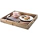 MyGift 18-Inch Square Tri-Color Brown Wood Serving Tray with Handles, Large Wooden Tray for Ottoman, Coffee Table Living Room
