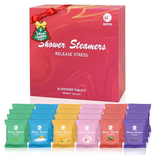 Shower Steamers Aromatherapy Birthday Gifts for Women Men, 24-Pack Stress Relief Organic Shower Bombs with Essential Oil, Stocking Stuffers White Elephant Christmas Gifts for Mom Wife Friends