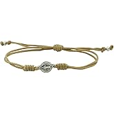 Venerare Adjustable Saint Benedict Medal Bracelet | Durable Tan Cord | Patron Saint of Students | Great Catholic Gift for First Communion, Confirmation, and Graduation