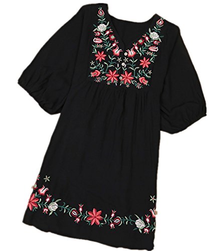 Kafeimali summer dress v neck mexican embroidered peasa…