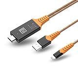 Ivendita 1900 Compatible with iPhone iPad to HDMI Adapter Cable, 1080P Digital AV HDMI Adaptor Connector Cord for iPhone X 8 7 6 Plus 5s 5, iPad, iPod to TV Projector Monitor (Orange A)
