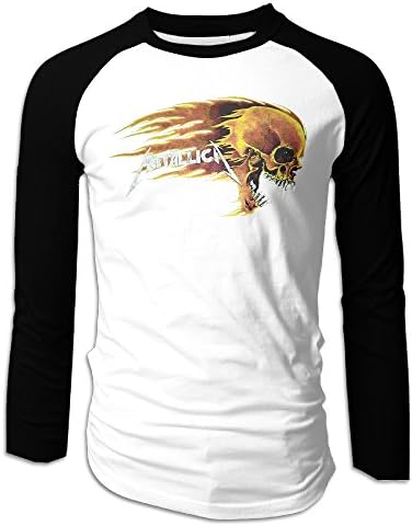 Men Metallica Band Skull Logo Long Raglan Sleeve Graphic Baseball Jerseys