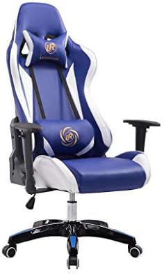 QZ HOME Computer Chair Game Swivel Chair Office Chair Racing Seat Rotating Lift Armrest (Color : Blue/White)