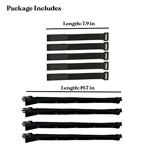 Premium 4 Pack Cable Management Sleeve with 5 Pieces Cable Tie, Adjustable Cord Organizer Cable Wrap Wires Cover Sleeves Wraps Wire Hider System with Zipper and Buckle for Desk Home Office Computers