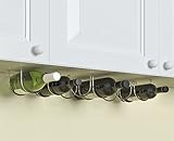 Under Cabinet Wine Rack and Liquor Bottle Holder Chrome Finish Kitchen Countertop Organizer (6 Bottles) ()