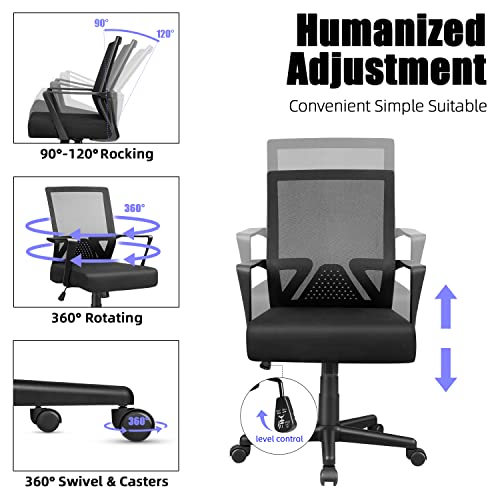 Furmax Office Chair Ergonomic Chair with Lumbar Support, Mid Back