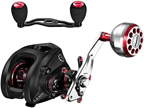 DonVi Baitcaster Reel with Dual Brake System - 6.3:1 Baitcaster Fishing Reel Saltwater or Freshwater - 10 + 1 Shielded Stainless Steel Ball Bearings Baitcast Reels with Free Fishing Reel Handle