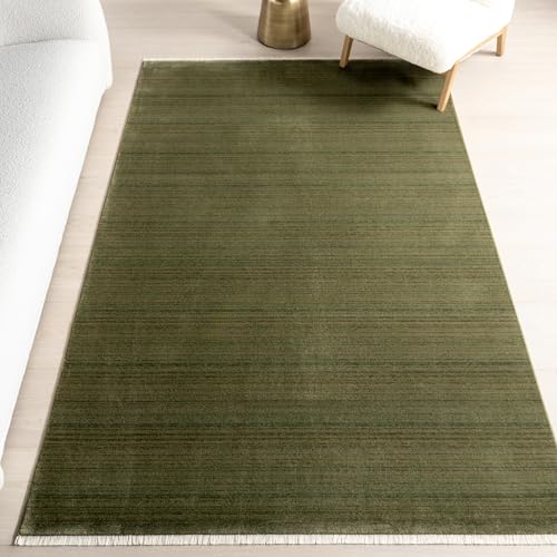 nuLOOM Fringed Performance Aarti Dark Sage, 8'10" x 13', Striped, Soft and Cozy…
