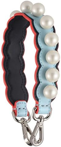 ACTLURE Cowhide Leather With White Macro Pearls Mini Short Shoulder Purse Strap