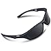 RIVBOS Polarized Sports Sunglasses Driving Comfortable Sun Glasses shades for Men Women Tr 90 Flexible Frame for Cycling Baseball Running 842 (Black, Black Polarized Lens)