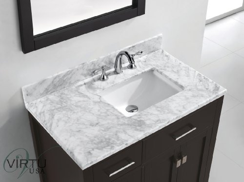 Click Here to See More Images Virtu USA MS-2136L-WMSQ-ES 36-Inch Caroline Parkway Single Square Sink Bathroom Vanity, Espresso