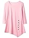 CANIS Women Stylish 3/4 Sleeve Button Design Irregular Tops