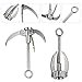 DEWEL Grappling Hook Outdoor Survival Gravity Carabiner with 3 Folding Sawtooth Claws Multi-function Collapsible Stainless Steel Anchor for Climbing, Hiking, or Tree Limb Removal