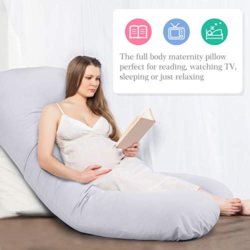 Victostar Pregnancy Pillow,57'' U Shaped Maternity Pillow with Removable Cover Full Body Pillow Support for Back, Hips, Legs, Belly (Gray)