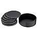 Thipoten 6 Set of 6 Leather, Protect Furniture from Water Marks Scratch and Damage, SanPlus Simple and Classy Coasters for Drinks (black), 4.7 x 4.3 x 1.3 inches
