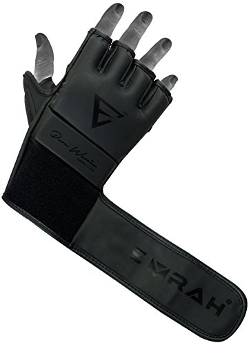 EMRAH Pro Style MMA Grappling Gloves Martial Arts Sparring Punching Bag Cage Fighting Maya Hide Leather Mitts UFC Training - X (Large, Matt Black) - Thumbnail 2