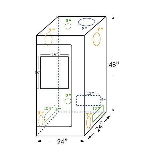 CoolGrows 2x2x4 Feet Small Indoor Mylar Hydroponics Grow Tent (24"x 24"x 48") - Thumbnail 2