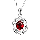 Silver Plated Swarovski Elements Crystal Ruby Pendant Necklace