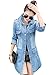 Wincolor Women's Button Down Ripped Distressed Long Denim Jacket Coat
