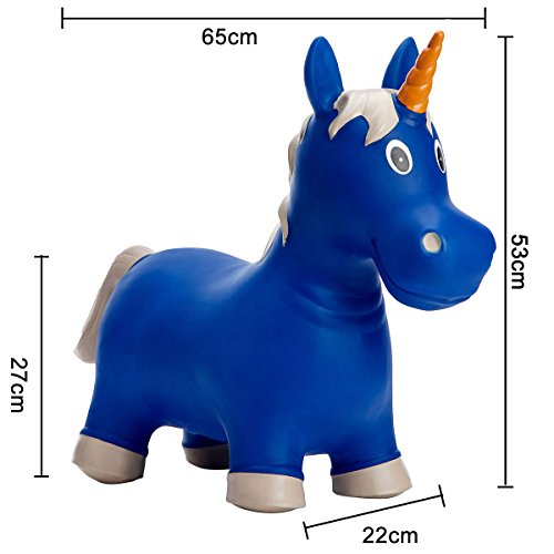 Babe Fairy Jumping Horse-Bouncy Horse Hopper with Pump-Inflatable Ride-On Animal-Toddler Bouncy Animal-Birthday Gift for Kids (Blue Unicorn)